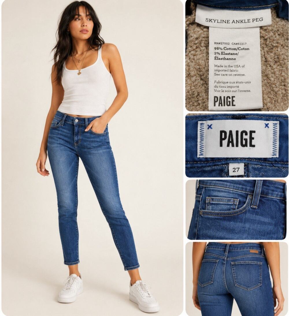 Paige Skyline Ankle Peg Women's Skinny Jeans Size 27 Medium Wash Denim